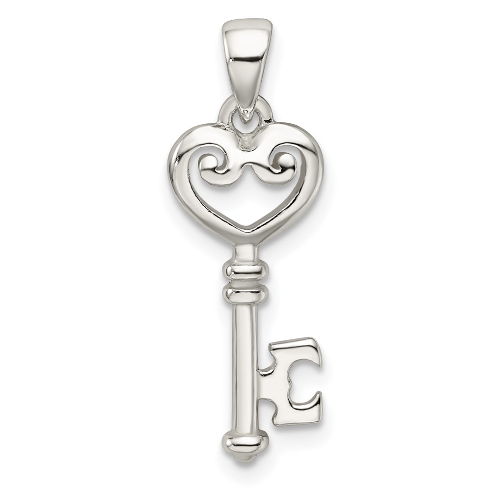 QP5005.jpg Sterling Silver Polished Small Heart Key Pendant - Image 1