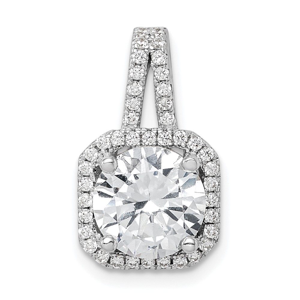 QP5060.jpg Sterling Silver Rhodium-platedCZ Halo Pendant - Image 1