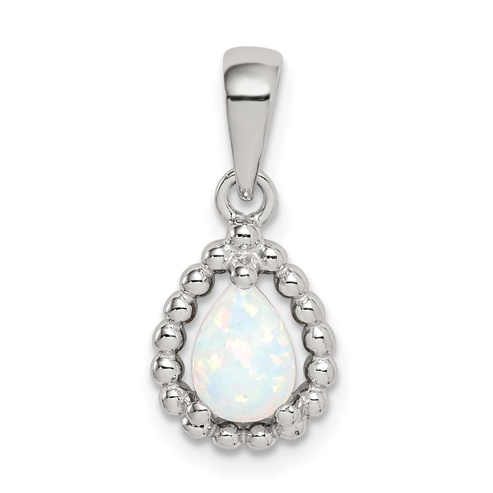 QP5094.jpg Sterling Silver Lab Created Opal Pendant - Image 1