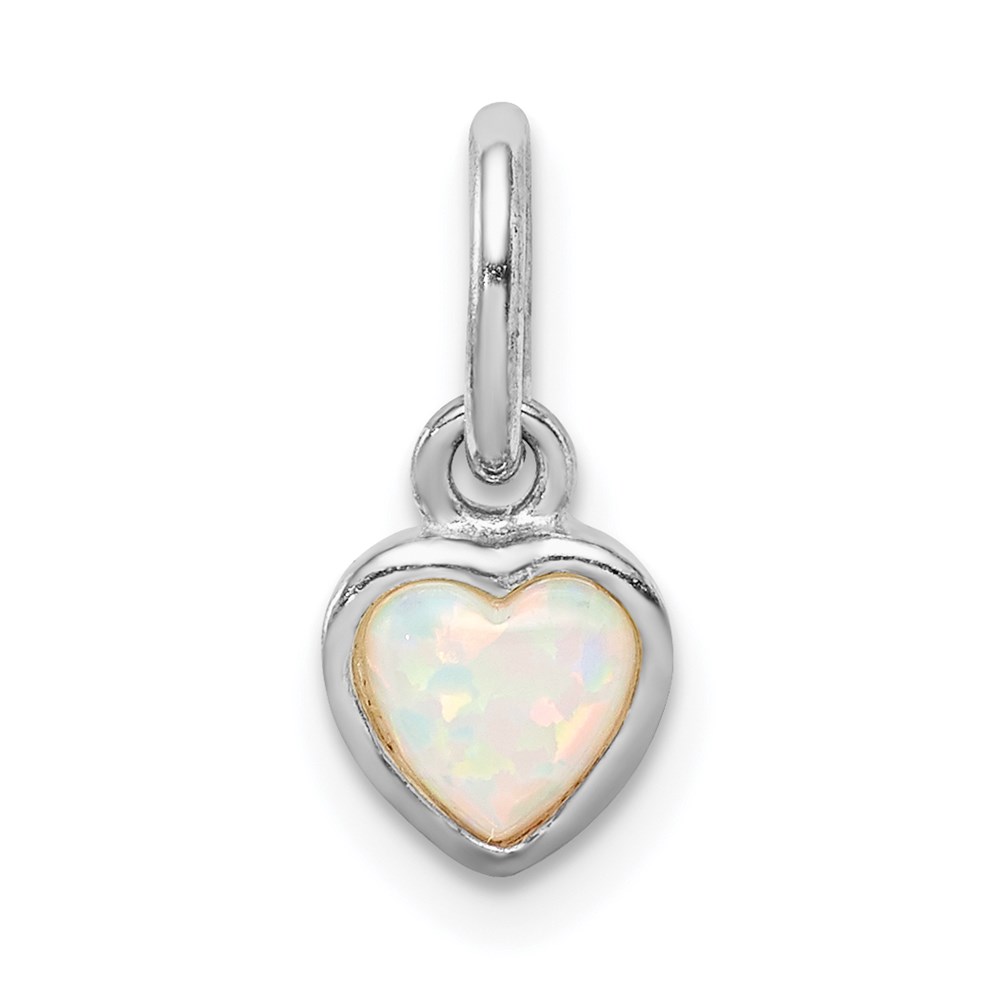 QP5097.jpg Sterling Silver Rhodium Plated Lab Created Opal Heart Pendant - Image 1