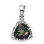 Sterling Silver Rhod-plated Trillion Mystic Fire/White Topaz Pendant