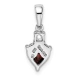 Sterling Silver Rhodium-plated Heart Garnet & White Topaz Pendant - Image 3