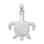 Sterling Silver Rhodium-plated Polished Created Opal Turtle Pendant - Image 3