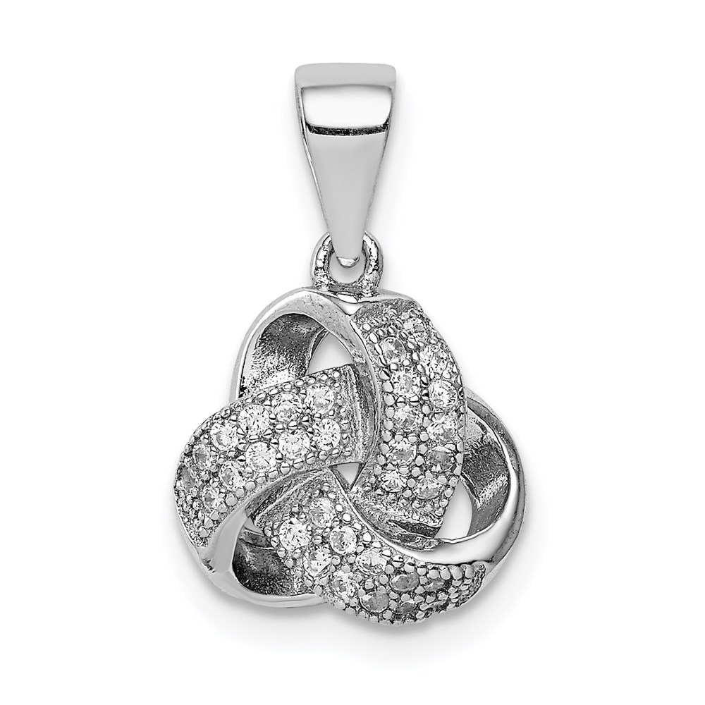 QP5162.jpg Sterling Silver Rhodium-plated Polished CZ Love Knot Pendant - Image 1