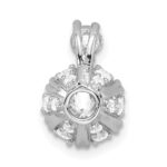 Sterling Silver Rhodium-plated Polished 8mm Round CZ Chain Slide - Image 3