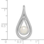 Sterling Silver Rhodium-plated Brushed & Polished (6-7mm) FWC Pearl Teardro - Image 4