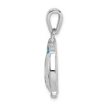 Sterling Silver Rhodium-plated Polished Created Opal Inlay Penguin Pendant - Image 2