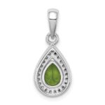 Sterling Silver Rhodium Plated Green and Clear CZ Pendant - Image 3