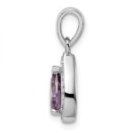 Sterling Silver Rhodium-Plated Purple and Clear CZ Pendant - Image 2