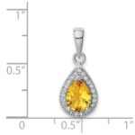 Sterling Silver Rhodium Plated Yellow and Clear CZ Pendant - Image 4