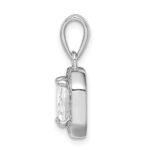 Sterling Silver Rhodium Plated Clear CZ and Square Clear CZ Pendant - Image 2