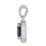 Sterling Silver Rhodium Plated Clear CZ and Square Purple CZ Pendant - Image 2