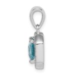 Sterling Silver Rhodium Plated Clear CZ and Square Blue CZ Pendant - Image 2