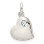 Sterling Silver CZ Heart Pendant