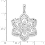 Sterling Silver Rhodium-plated Diamond-cut Snowflake Pendant - Image 4