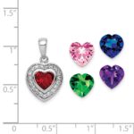 Sterling Silver Rhodium Plated Interchangeable CZ Heart Pendant - Image 4