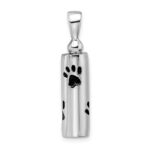 Sterling Silver Rhodium-plated Enameled Paw Prints Ash Holder Pendant - Image 3