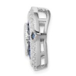 Sterling Silver Rhodium-plated CZ/Synth. Blue Spinel Chain Slide - Image 2