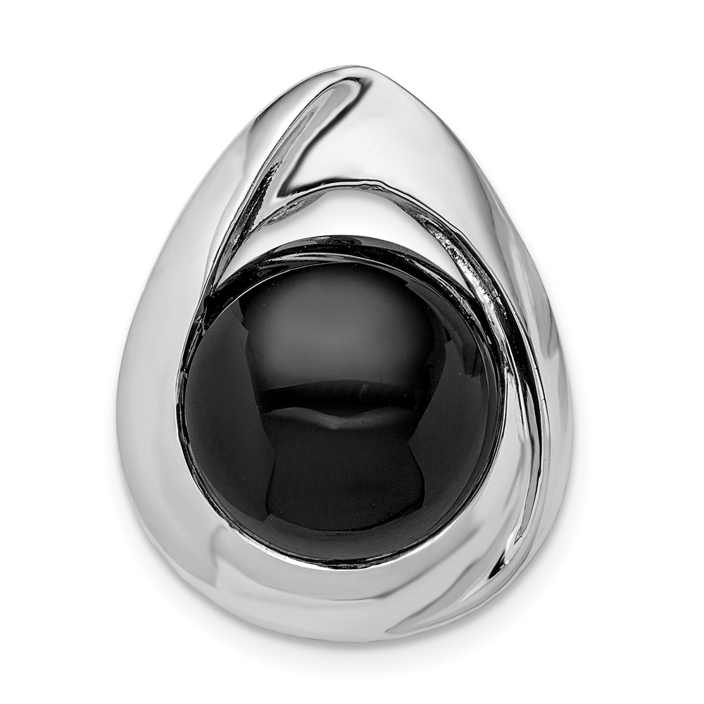 QP5352.jpg Sterling Silver Rhodium-plated Polished Onyx Teardrop Slide - Image 1