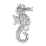 Sterling Silver Rhodium-plated Polished Created Opal and CZ Seahorse Chain Slide - Image 3