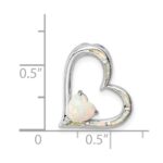 Sterling Silver Rhodium-plated Created Opal Heart Chain Slide - Image 4