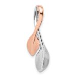 Sterling Silver RH-plated & Rose Gold-plated Polished & Brushed Leaf Slide