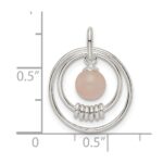 Sterling Silver Polished Pink Quartzite in Circles Pendant - Image 3