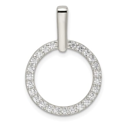 Sterling Silver Polished CZ Circle Pendant
