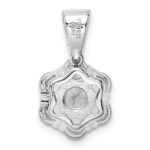 Sterling Silver Polished Rhodium-plated CZ Flower Pendant - Image 4