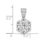 Sterling Silver Polished Rhodium-plated CZ Flower Pendant - Image 3
