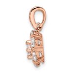Sterling Silver Polished Rose-tone CZ Flower Pendant - Image 2