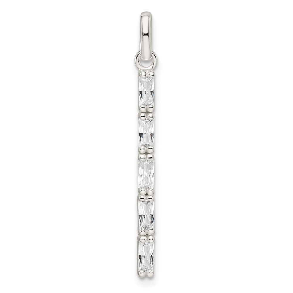 QP5461.jpg Sterling Silver Polished CZ Bar Pendant - Image 1