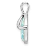 Sterling Silver Rhodium-plated Polished Pear Shape Larimar Twist Pendant - Image 2