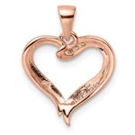 Sterling Silver Rose-tone CZ Open Heart Pendant - Image 4