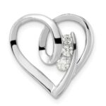 Sterling Silver Rhodium-plated CZ Fancy Heart Slide