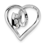 Sterling Silver Rhodium-plated CZ Fancy Heart Slide - Image 4