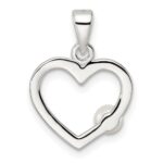 Sterling Silver Polished Imitation Pearl Heart Pendant - Image 4