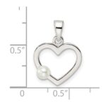 Sterling Silver Polished Imitation Pearl Heart Pendant - Image 3