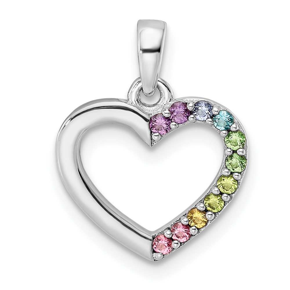 QP5495.jpg Sterling Silver Rhodium-plated Nano Crystal Heart Pendant - Image 1