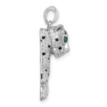Sterling Silver Blk/White Rhodium-plated Polished CZ Cheetah Pendant - Image 2