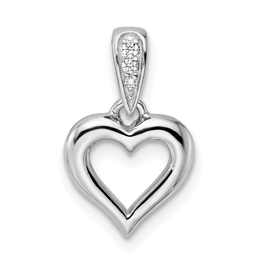 QP5517.jpg Sterling Silver RH CZ Heart Dangle Pendant - Image 1