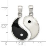 Sterling Silver Rhod-pltd MOP/Black Resin Yin Yang 2 Piece Pendant - Image 3