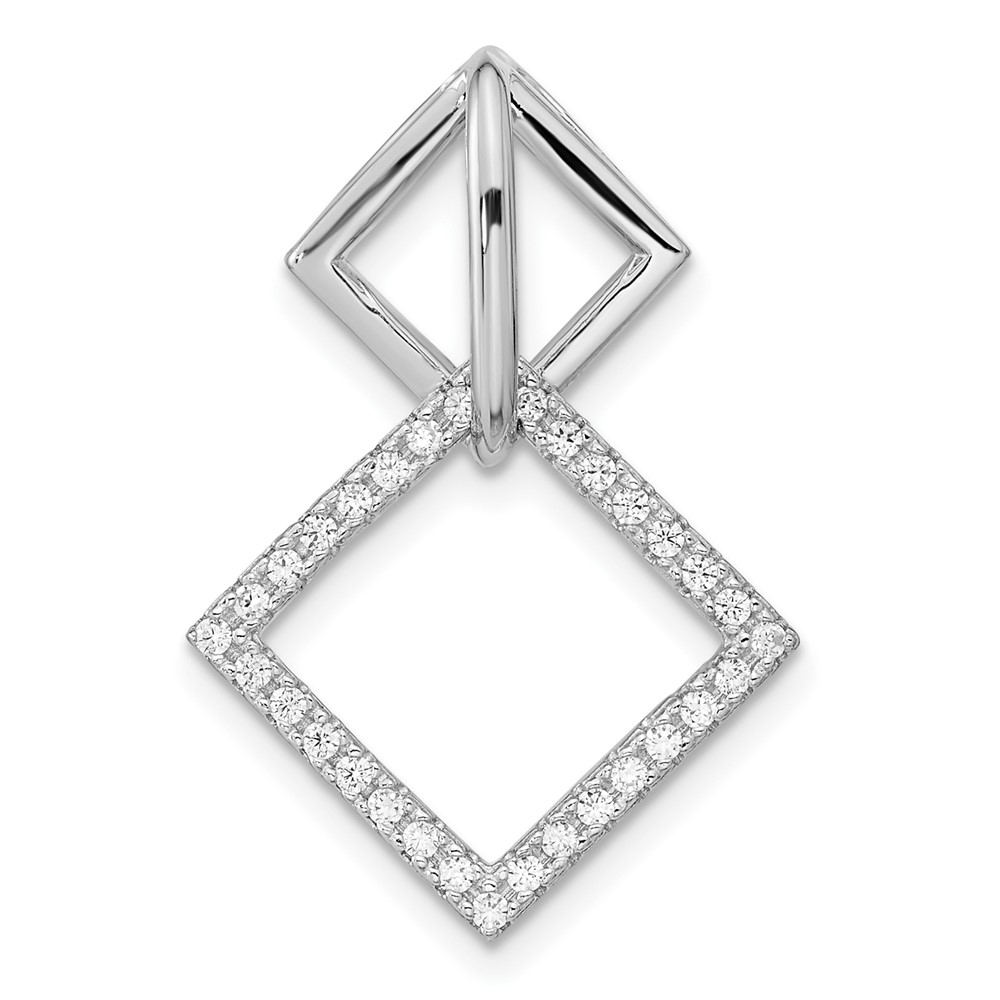 QP5541.jpg Pure Fire Sterling Silver Rhod-plated CZ Square Chain Slide Pendant - Image 1