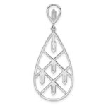 Sterling Silver Rhodium-plated Baguette CZ Teardrop Pendant - Image 4