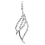 Sterling Silver Rhodium-plated CZ Dangle Leaf Pendant - Image 4
