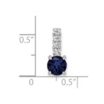 Sterling Silver Polished Rhodium-plated Cr. Blue Spinel and CZ Pendant - Image 3