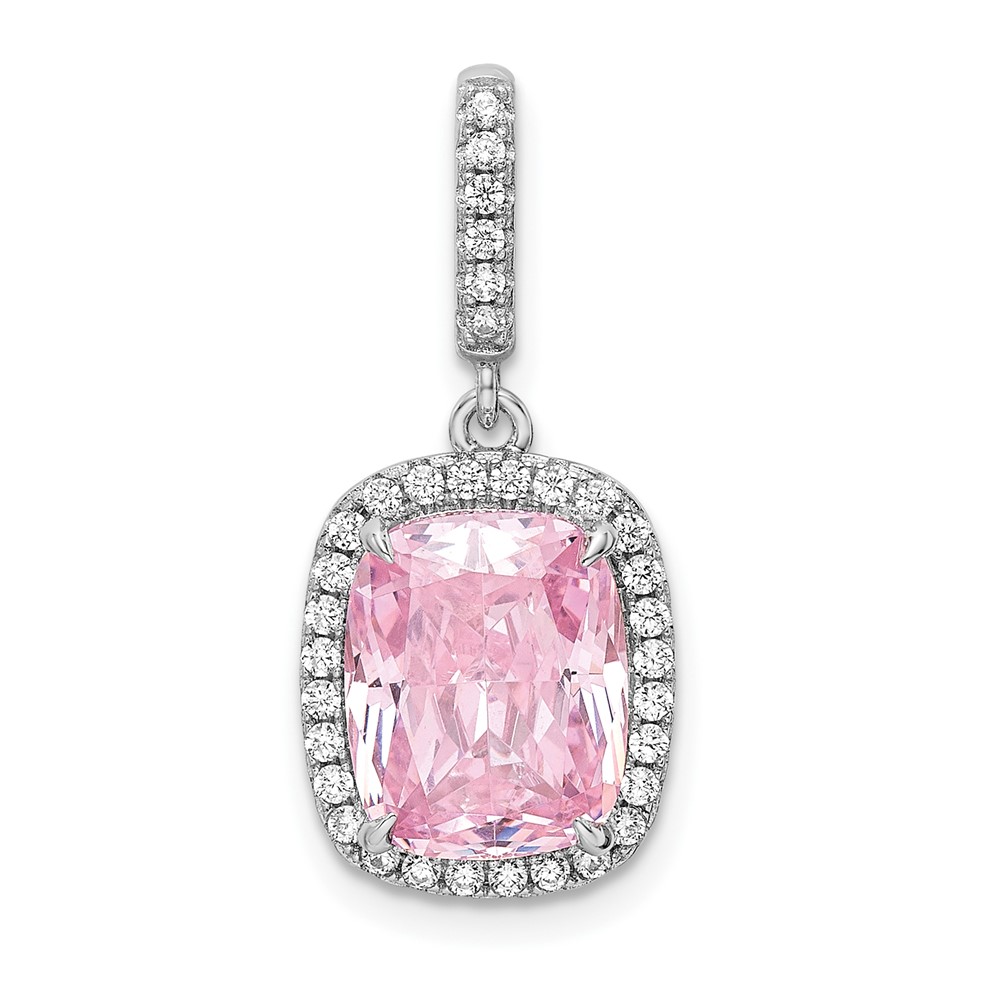 QP5630.jpg Sterling Silver Rhodium-plated Pink & White CZ Pendant - Image 1