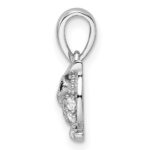 Sterling Silver Rhodium-plated Polished Black and White CZ Owl Pendant - Image 2