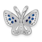 Sterling Silver Rhodium-plated Blue & White CZ Butterfly Slide - Image 4