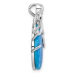 Sterling Silver Rhodium-plated Polished Blue Created Opal Octopus Chain Slide - Image 2